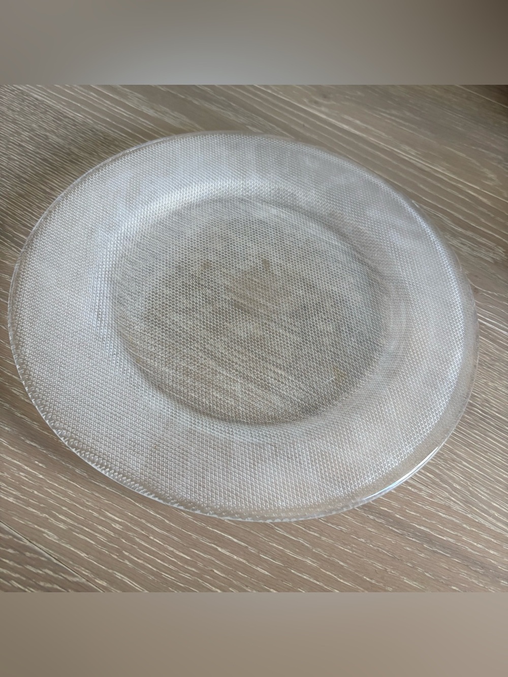 Clear Textured Glass Serving Plate - White/Clear
